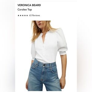 Veronica beard white coralee top
Size xs